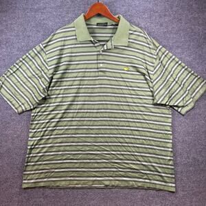 Masters Amen Corner Polo Shirt Men's XXL Green/Gray Striped Pima Cotton Golf